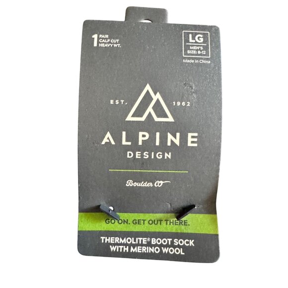 Alpine design Calf Cute Heavy Weight Large Men's 8-12 Boot Soxk Merino wool Gray - Picture 2 of 5